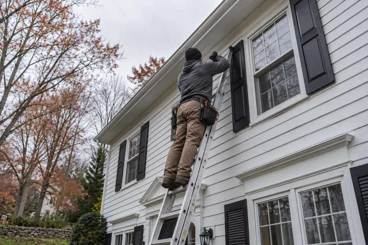 Gutter installation process on a Hartford home