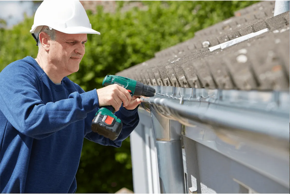 Gutter repair on a Hartford, Connecticut home