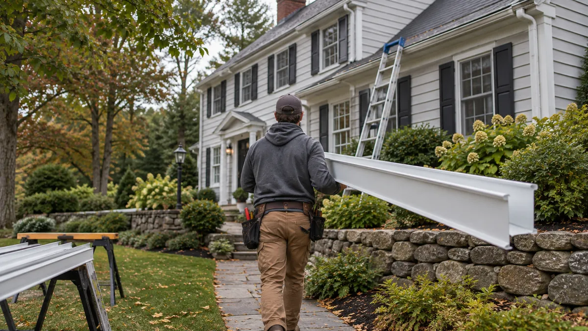 Professional gutter installation on a Hartford, Connecticut home